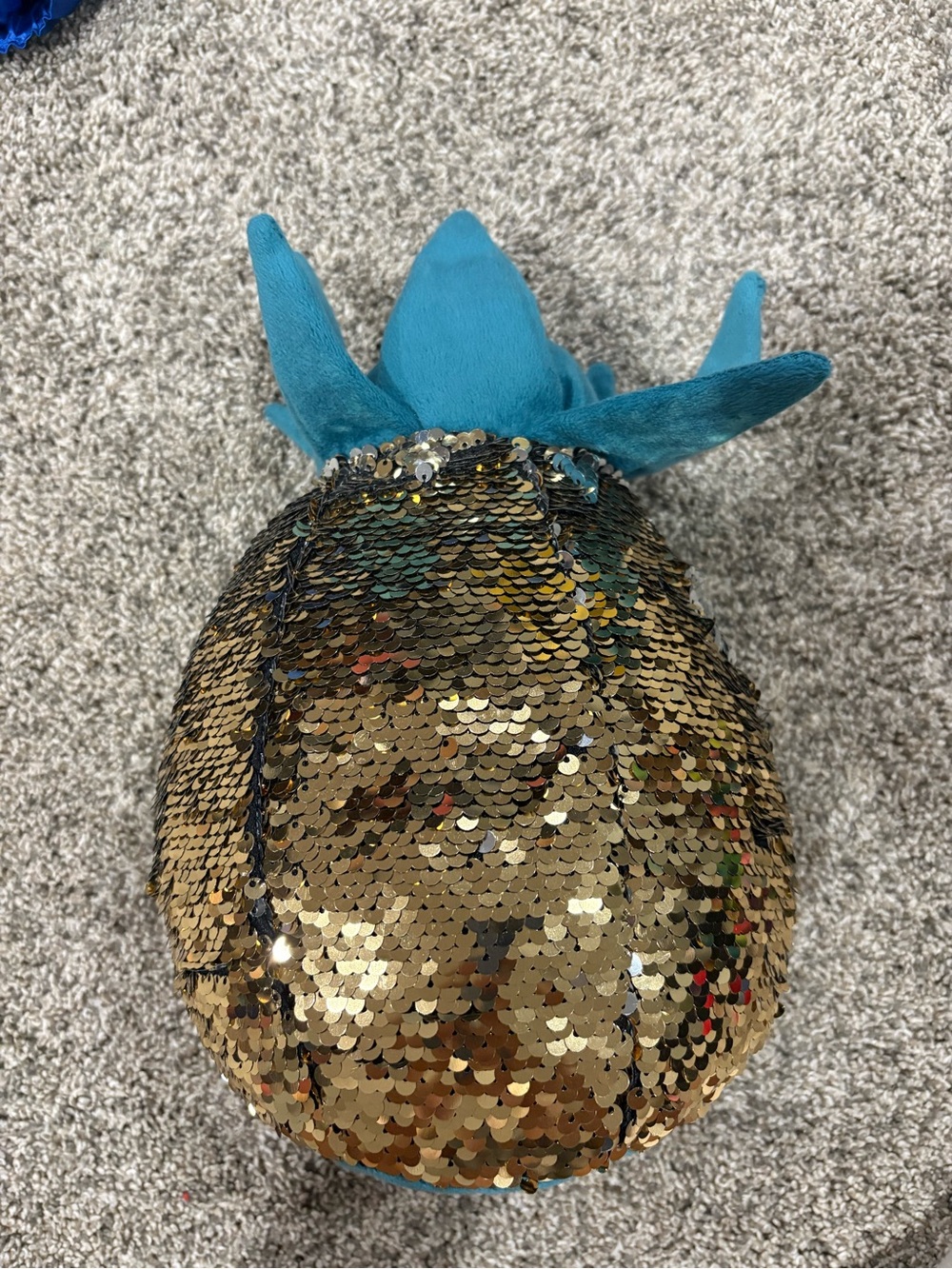 Kids Sequin Pineapple stuffed animal - Gold and Teal
